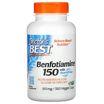 Doctor's Best, Best, Бенфотіамін 150, 150 мг, 360 рослинних капсул BX846
