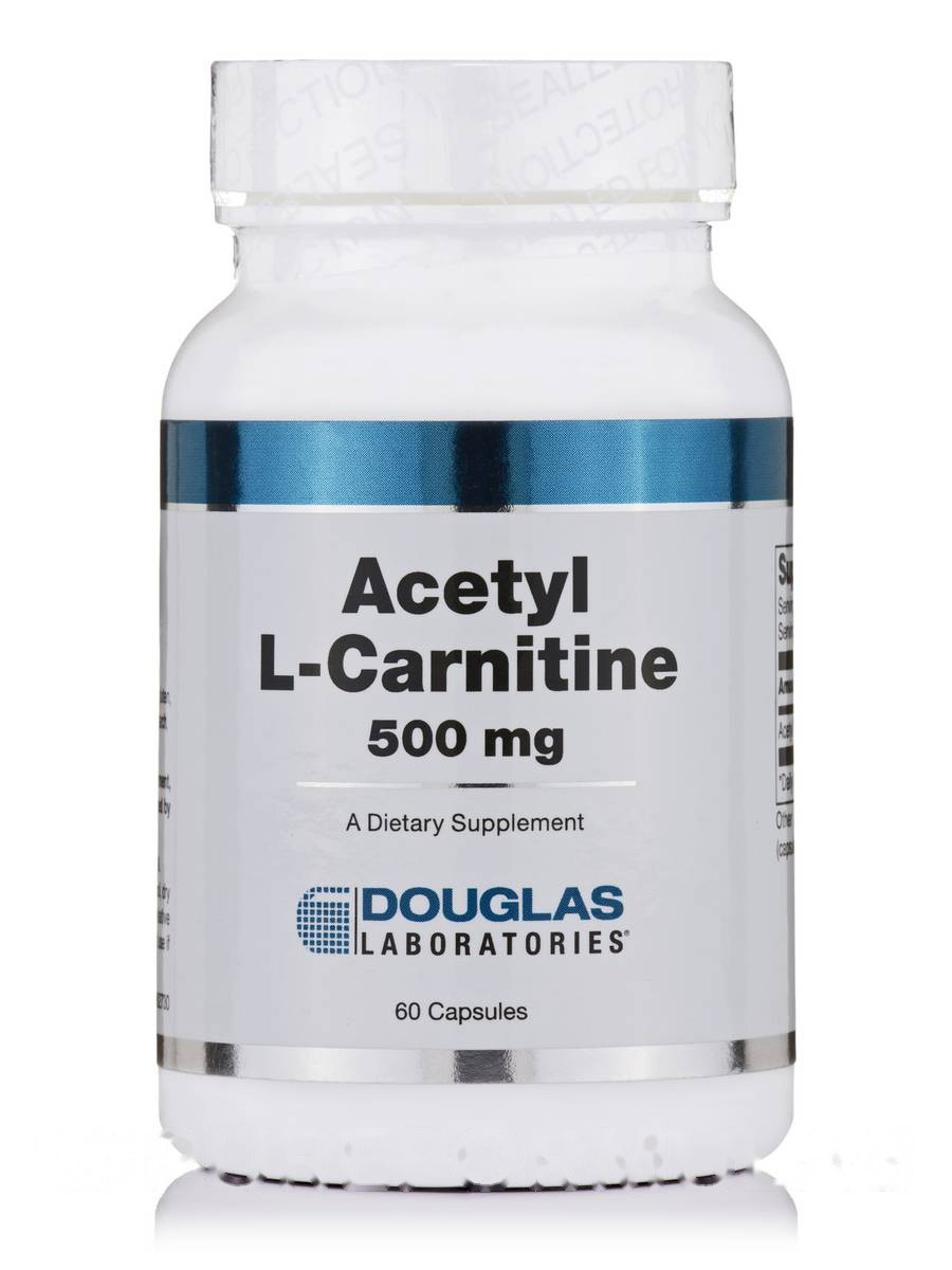 Ацетил-L-карнітин 500 мг, Acetyl L-Carnitine, Douglas Laboratories, 60 капсул BX239, фото 1