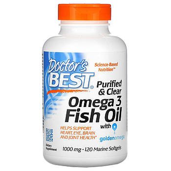 Doctor's Best, Purified & Clear Omega 3 Fish Oil, 1000 mg, 120 Marine Softgels BX859