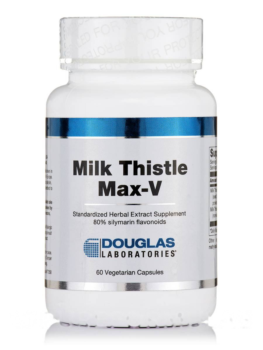 Молочко чоторополох Макс-В, Milk Thistle Max-V, Douglas Laboratories, 60 вегетаріанських капсул BX241, фото 1