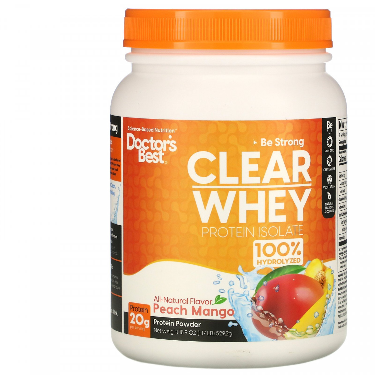 Прозорий ізолят сироваткового протеїну, персик і манго, Clear Whey Protein Isolate, Peach Mango, Doctor's BX