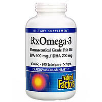 Рыбий жир, Омега 3, Rx Omega-3, Natural Factors, 630 мг, 240 кап.