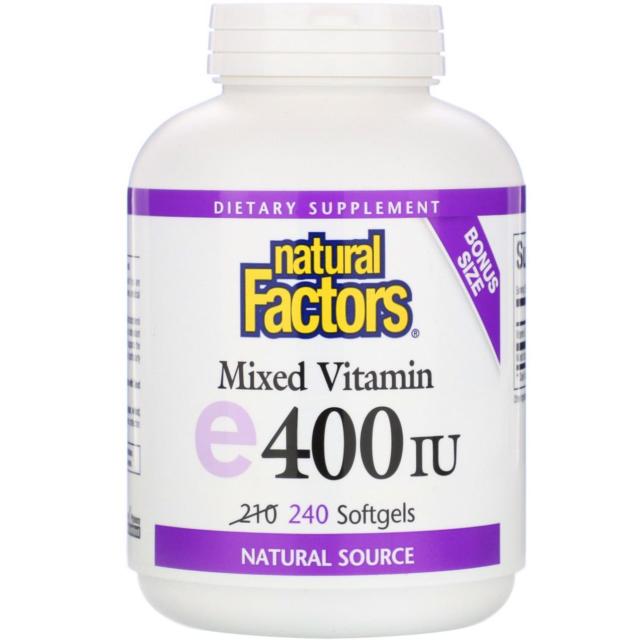 Вітамін Е, Natural Factors, 400 МО, 240 капсул BX870