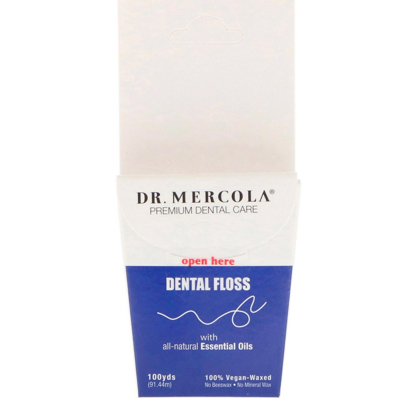 Dr. Mercola, Premium Dental Care, Dental Floss, 100% Vegan-Waxed, 100 yds (91.44 m) BX917