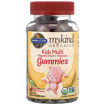 Garden of Life, Mykind Organics, Kids Multi, вишневий ароматизатор органічного походження, 120 желейних B