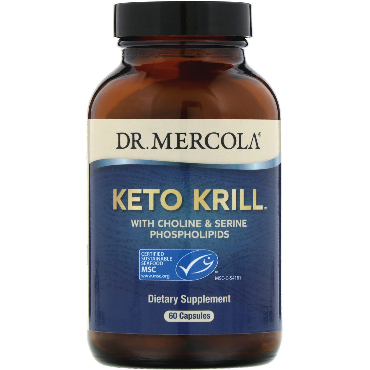 Dr. Mercola, Keto Krill, олія криля з холіном і сериновими фосфоліпідами, 60 капсул BX956