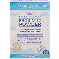 Порошок с пробиотиками для малышей, Nordic Flora Baby's Probiotic Powder, Unflavored, Nordic Naturals, 4 млрд