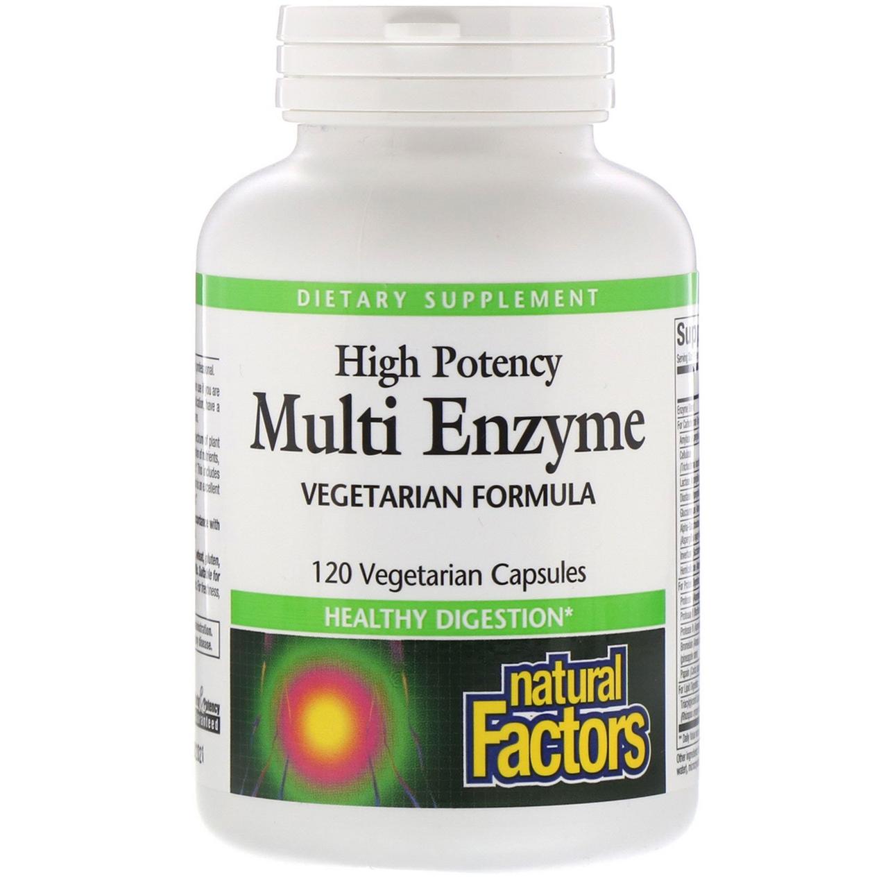 Мульти Ензими, Multi Enzyme High Potency, Natural Factors, 120 капсул BX468