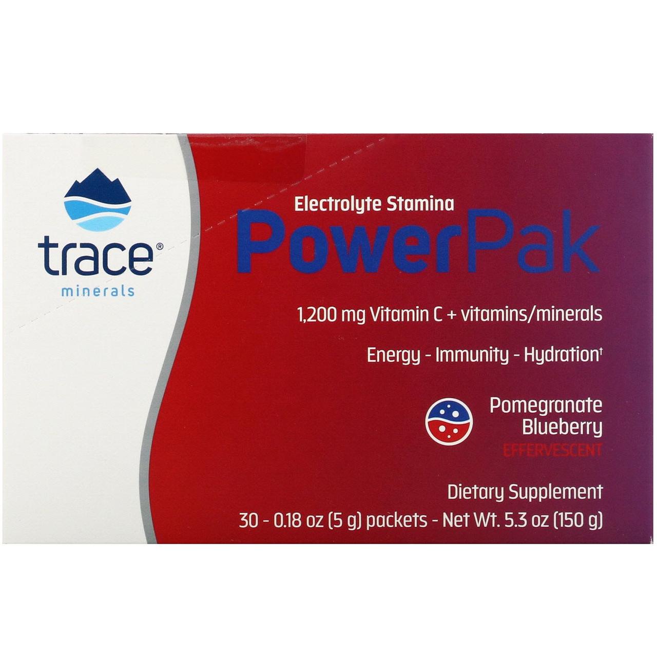 Trace Minerals Research, Electrolyte Stamina, Power Pak, Pomegranate Blueberry, 1200 mg, 30 Packets, 0.18 oz B