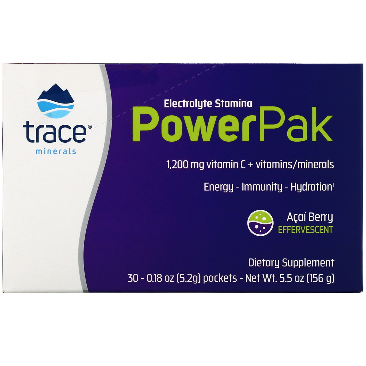 Trace Minerals Research, Electrolyte Stamina, Power Pak, 1200 mg, Acai, 30 Packets, 0.18 oz (5.2 g) Each BX926