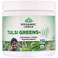 Смесь суперпродуктов, Tulsi Greens+ Lift, Superfood Blend, Organic India, 150 г