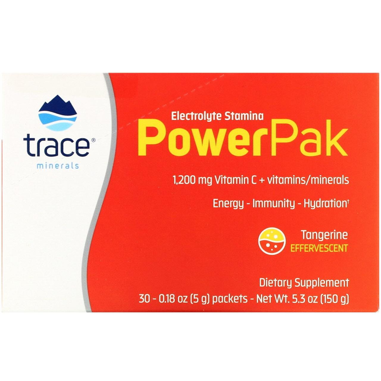 Trace Minerals Research, Electrolyte Stamina, Power Pak, 1200 mg, Tangerine, 30 Packets, 0.18 oz (5.2 g) Each