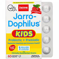 Детские пробиотик + пребиотик, без сахара, со вкусом малины, Jarro-Dophilus Kids, Probiotic + Prebiotic, Sugar