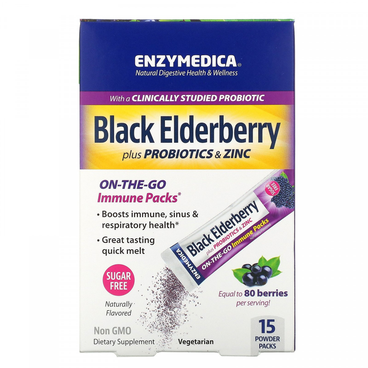 Чорна бузина плюс пробіотики та цинк, натуральний ароматизатор, Black Elderberry plus Probiotics&Zinc, BX996
