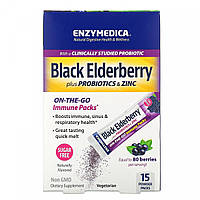 Черная бузина плюс пробиотики и цинк, натуральный ароматизатор, Black Elderberry plus Probiotics & Zinc,