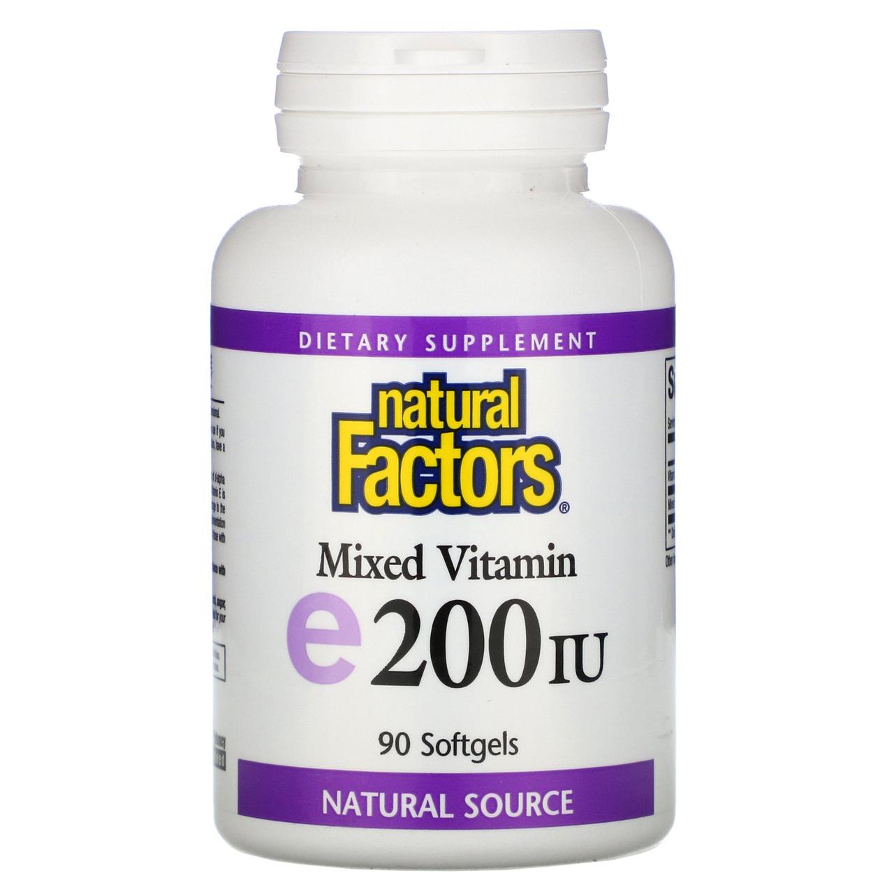 Вітамін Е, Natural Factors, Е 200 МО, 90 капсул BX383