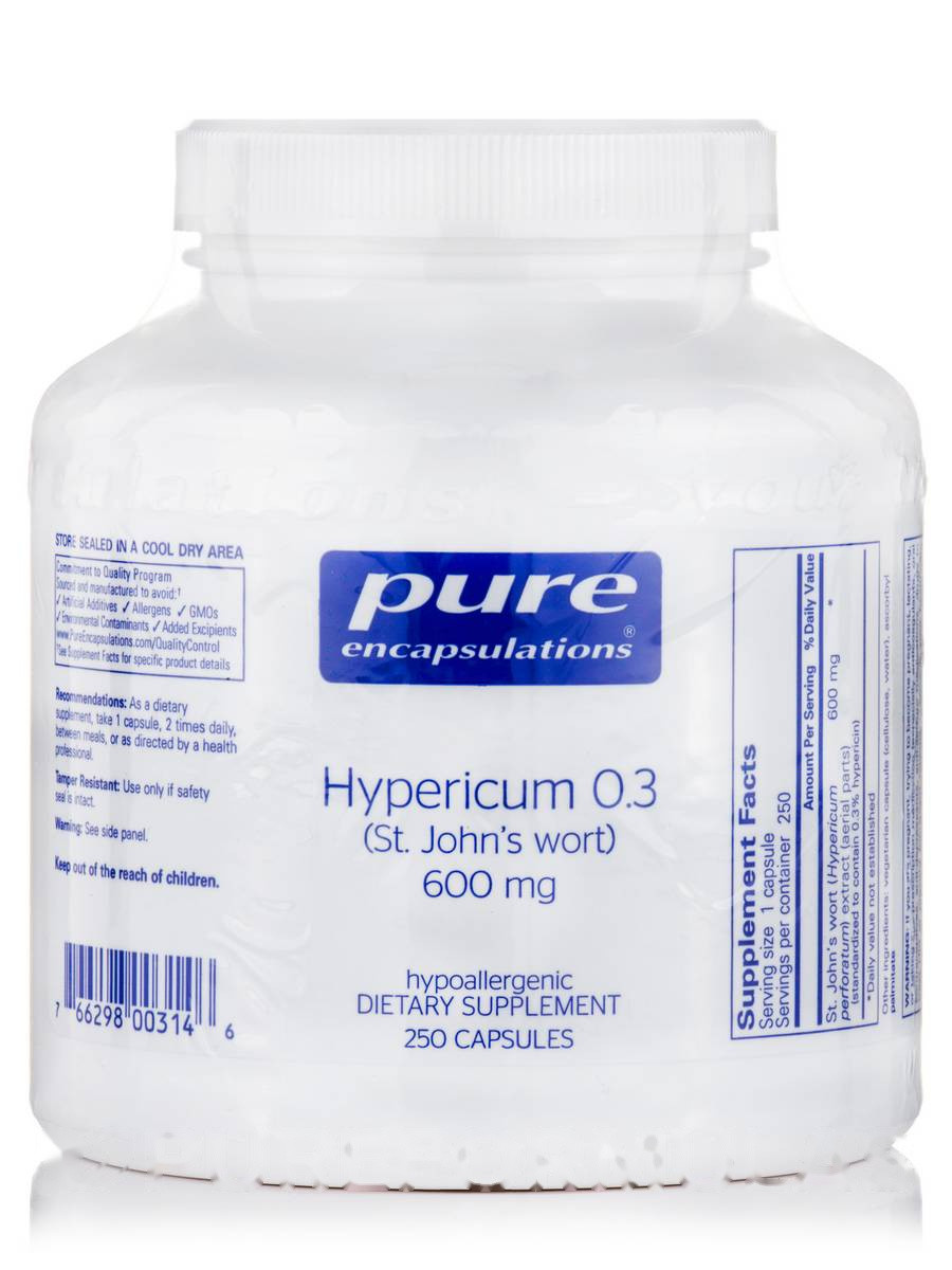 Гіперикум 0.3 600 мг, Hypericum, Pure Encapsulations, 250 капсул BX283