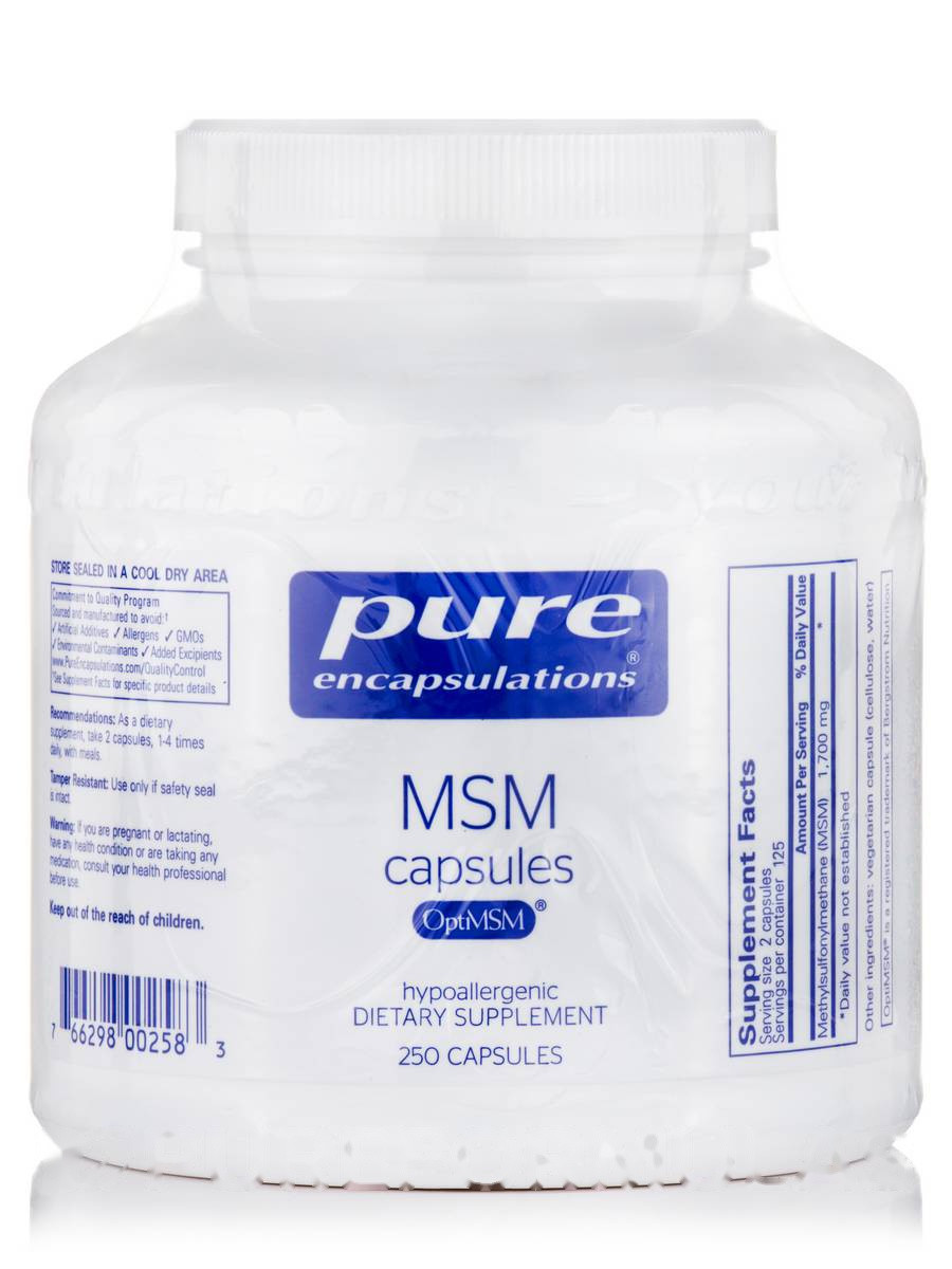 Капсули MSM, MSM Capsules, Pure Encapsulations, 250 капсул BX287