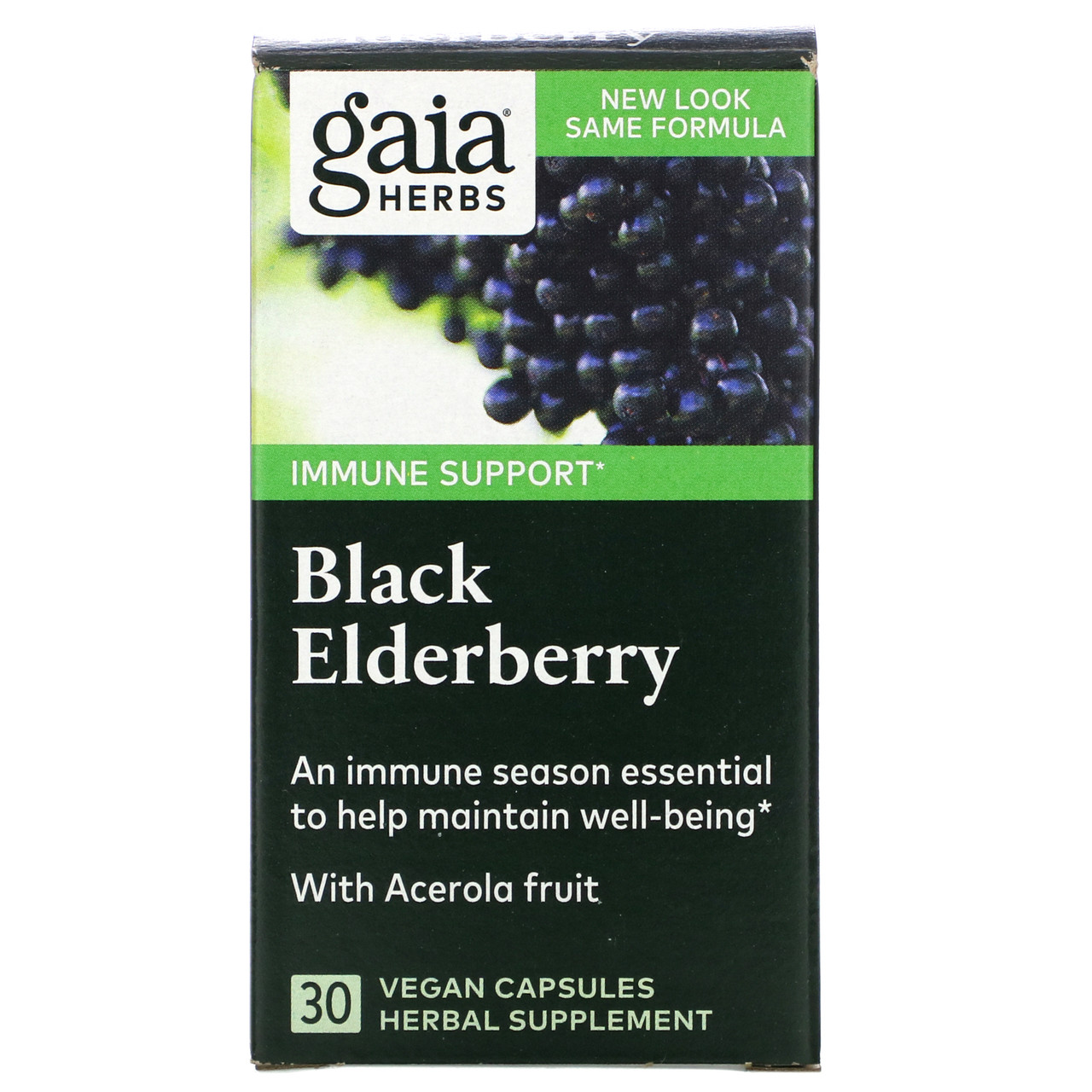 Gaia Herbs, Чорна бузина, 30 веганських капсул BX016