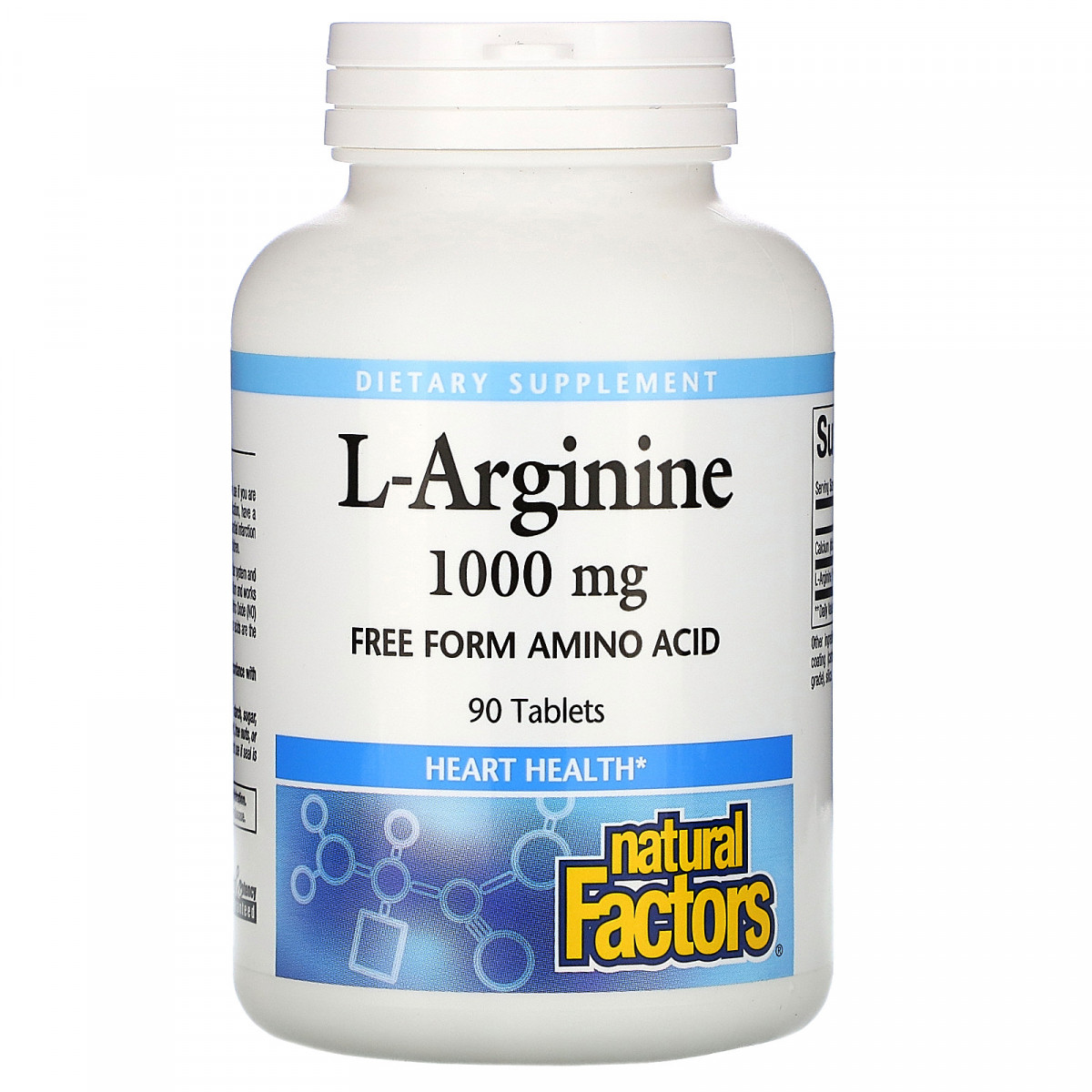 L-аргінін, L-Arginine, Natural Factors, 1000 мг, 90 таблеток BX395