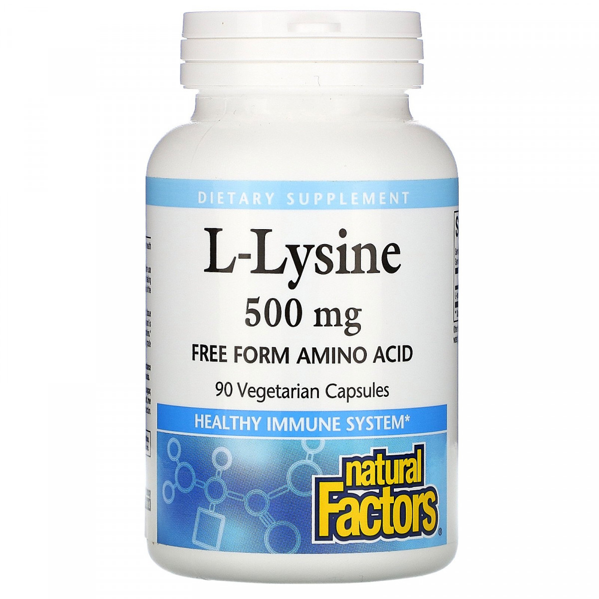 L-лізин, L-Lysine, Natural Factors, 500 мг, 90 вегетаріанських капсул BX398