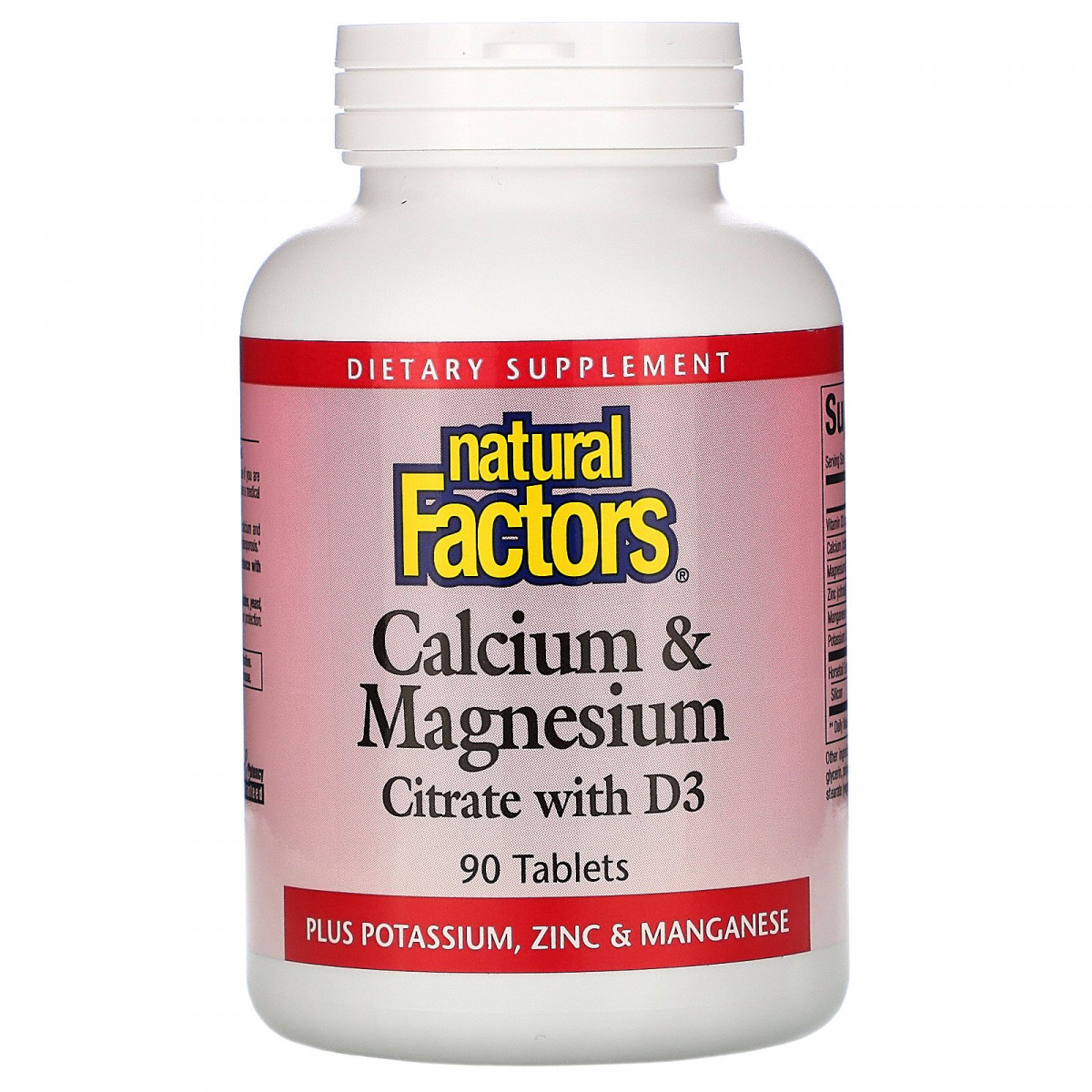 Кальцій і магній, цитрат із вітаміном Д3, Calcium&Magnesium, Citrate with D3, Natural Factors, 90 таблеток BX