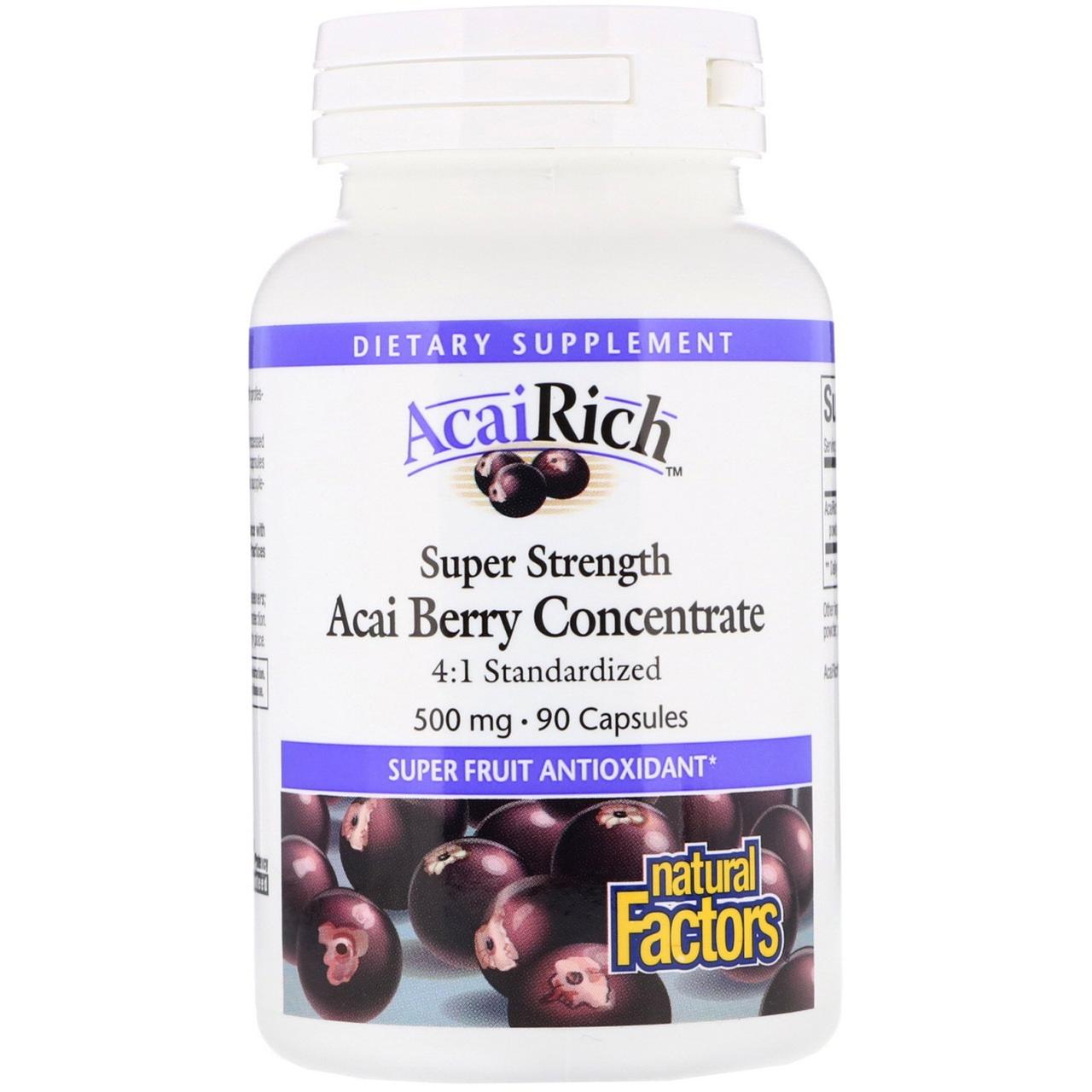 Асаї, Natural Factors, 500 мг, 90 капсул BX403