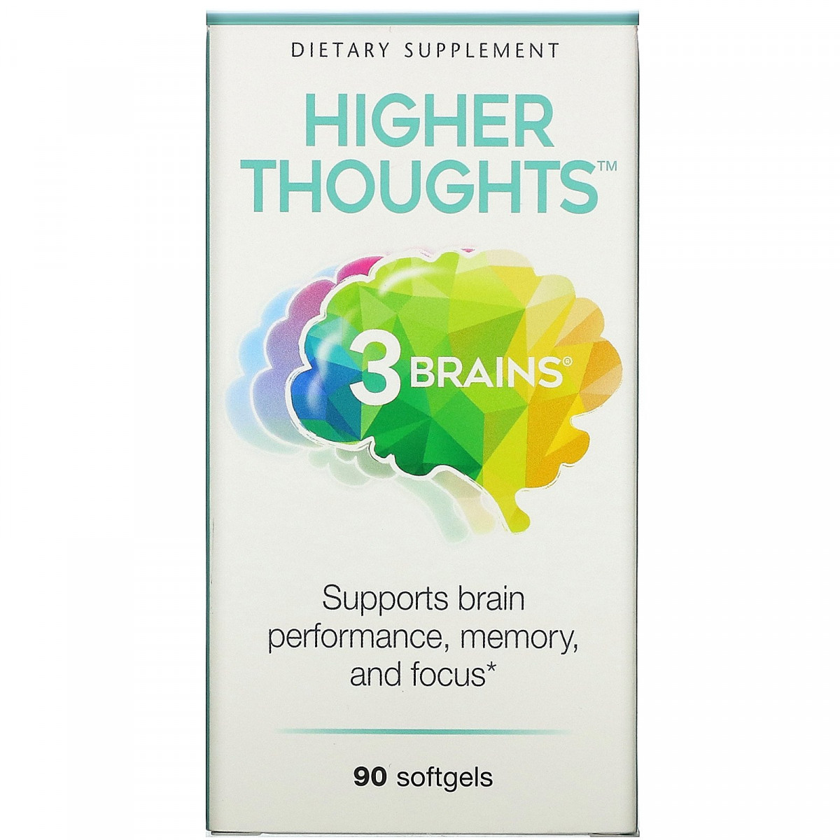 Вітаміни для мозку, 3 Brains, Higher Thoughts, Natural Factors, 90 м'яких капсул BX408