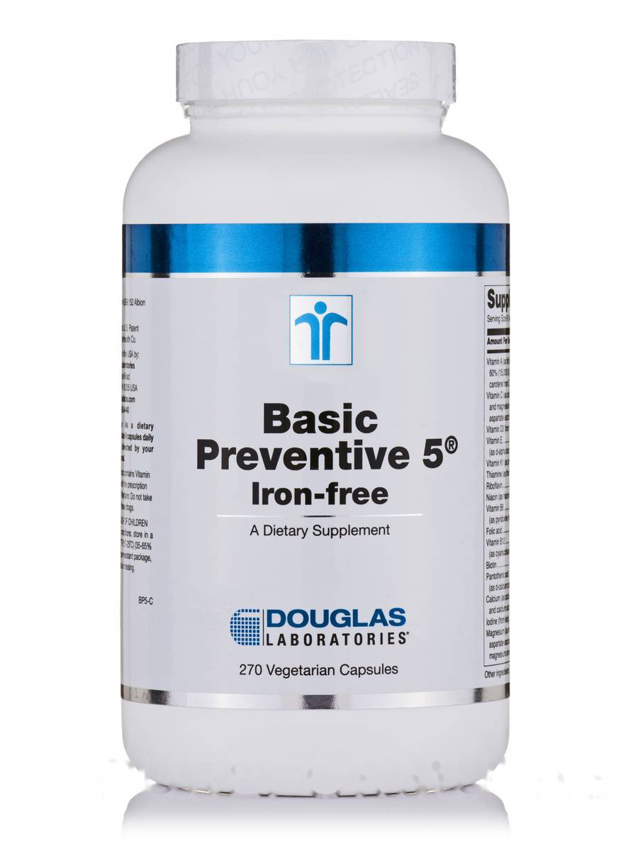 Базовий превентивний 5(без жележа), Basic Preventive 5 (Iron Free), Douglas Laboratories, 270 вегетаріанських