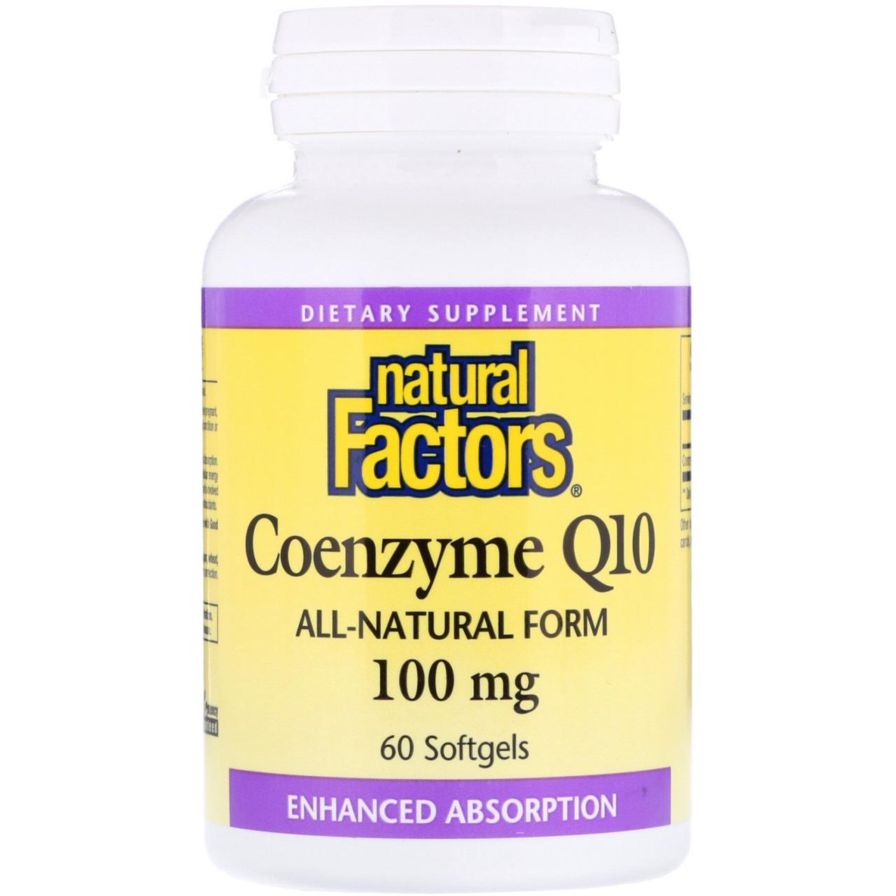 Коензим Q10 Natural Factors, Coenzyme Q10, 100 mg, 60 капсул BX824