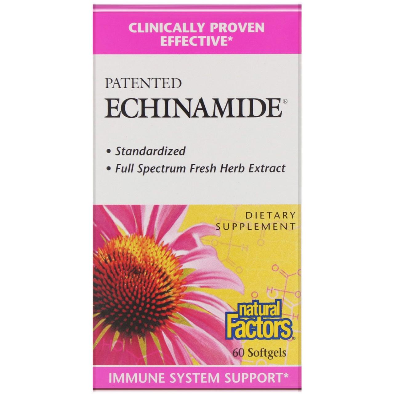 Ехінацея в капсулах, Natural Factors, Echinamide, 60 капсул BX825