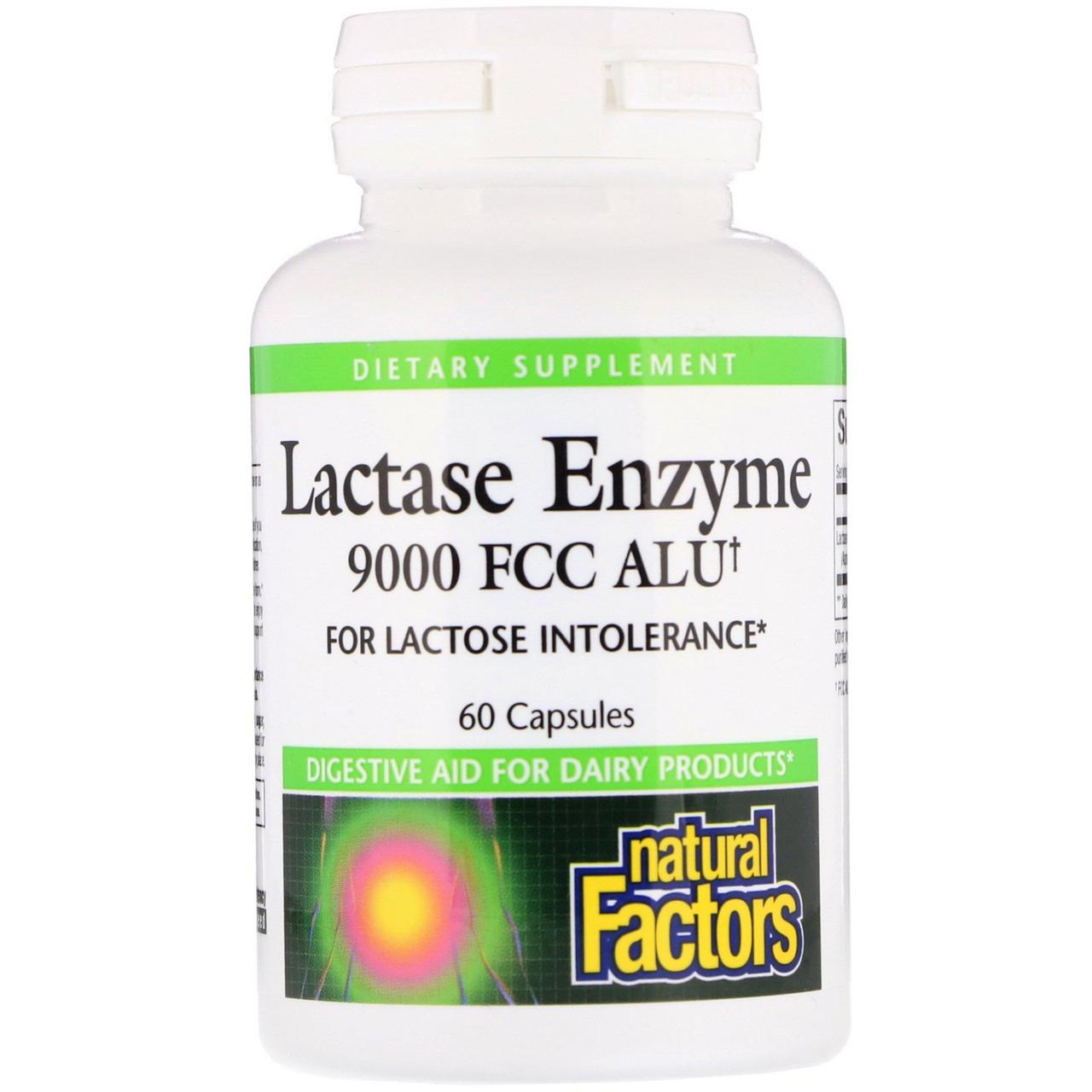 Лактаза (Lactase Enzyme), Natural Factors, 9000 од, 60 кап BX831