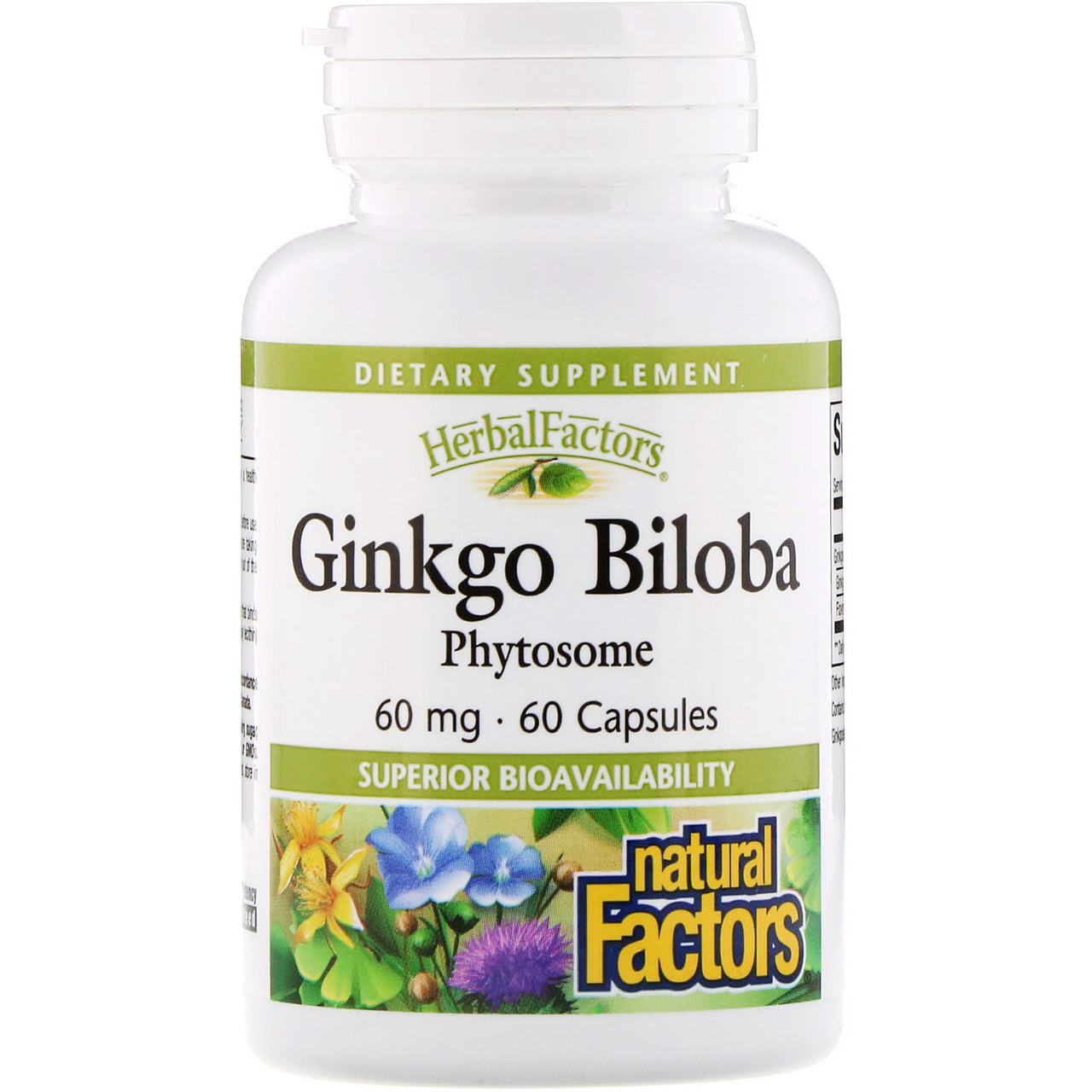 Гінкго білоба, Natural Factors, 60 мг, 60 капсул BX834