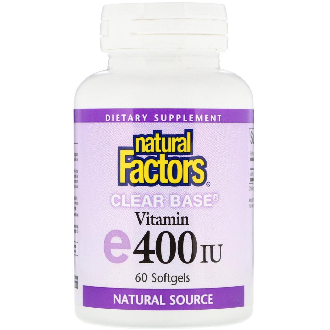 Вітамін Е, Natural Factors, 400 МО, 60 капсул BX835
