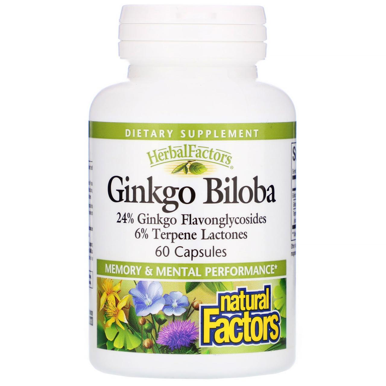 Гінкго білоба, Natural Factors, 60 капсул BX841