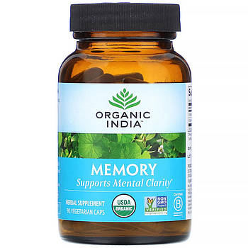 Organic India, Memory, ясність розуму, 90 рослинних капсул BX495