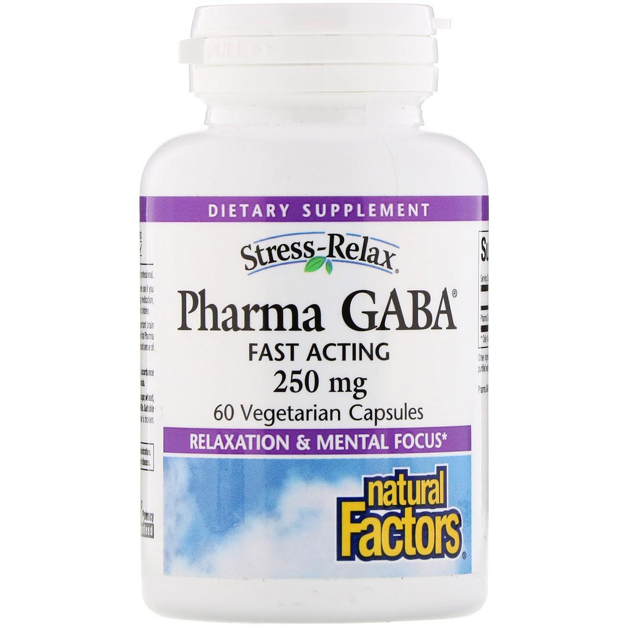 Natural Factors, Stress-Relax, Pharma GABA, 250 mg, 60 Vegetarian Capsules BX847