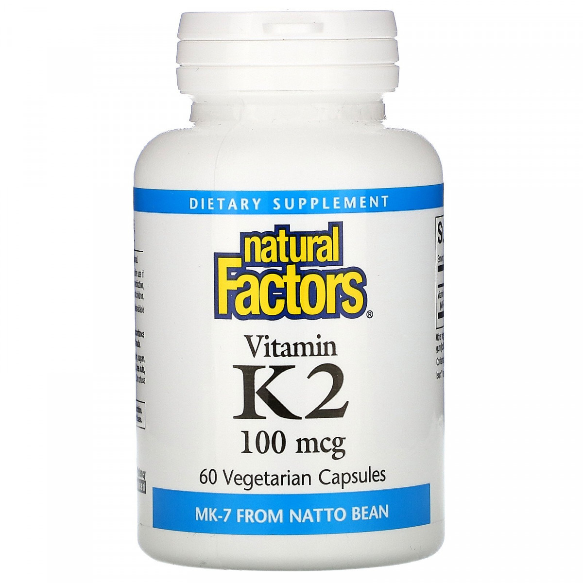 Вітамін К2, Vitamin K2, Natural Factors, 100 мкг, 60 вегетаріанських капсул BX851