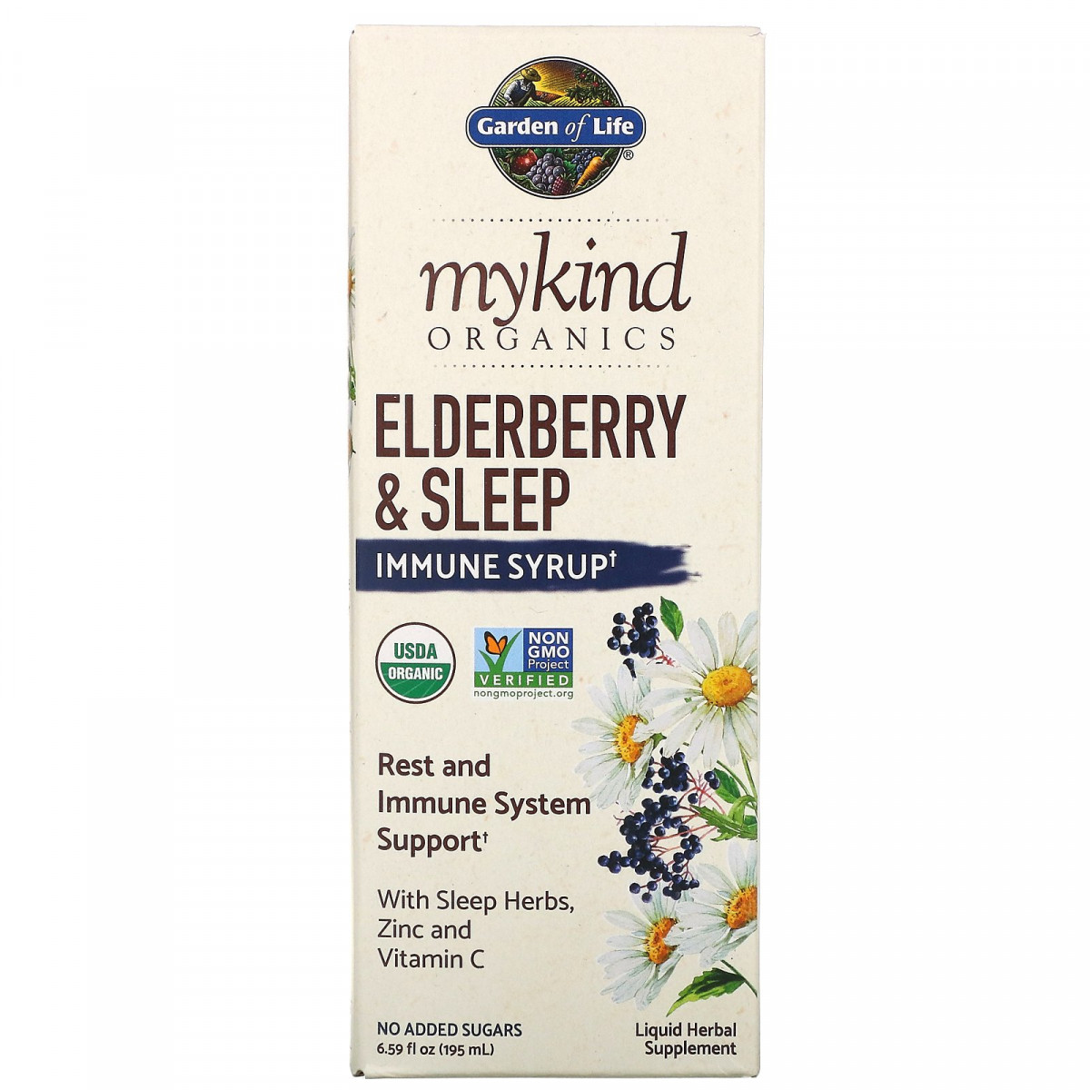 Дитячий сироп із бузини для імунітету та сну, MyKind Organics, Elderberry&Sleep Immune Syrup, Garden of BX45
