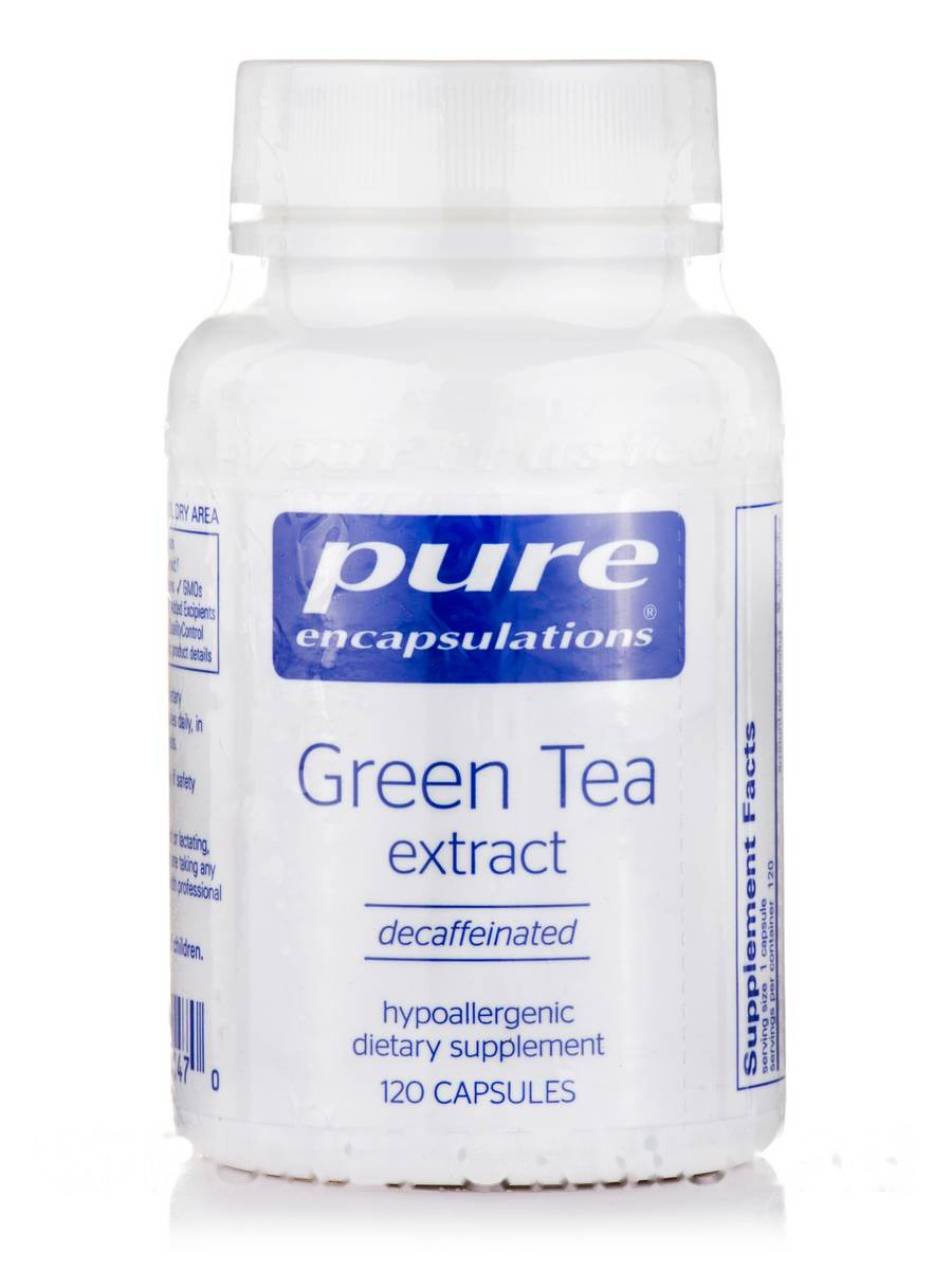 Екстракт зеленого чаю (без кофеїну), Green Tea Extract (decaffeinated), Pure Encapsulations, 120 капсул BX623