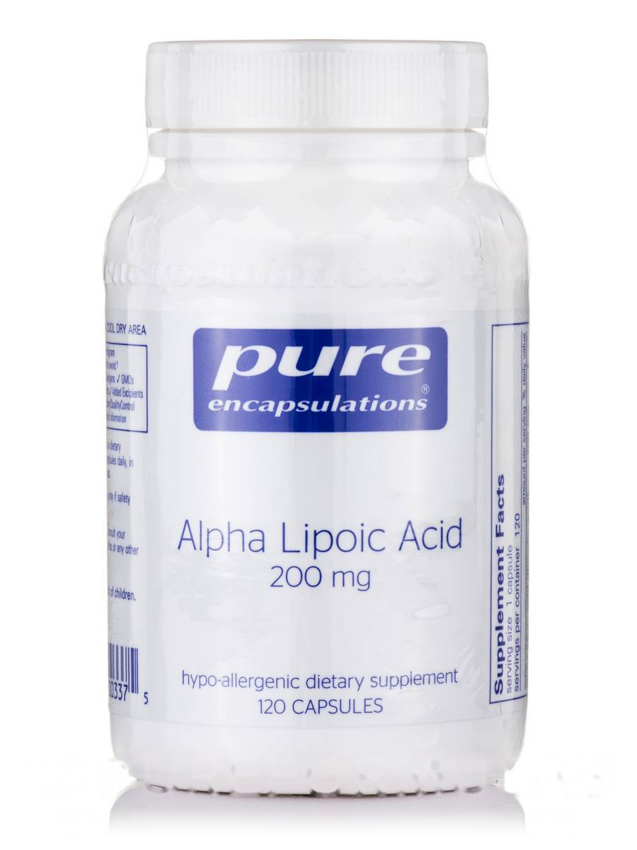 Альфа-ліпоєва кислота 200 мг, Alpha Lipoic Acid, Pure Encapsulations, 120 капсул BX637, фото 1
