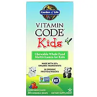 Garden of Life, Vitamin Code, жувальні цільнохарчові мультивітаміни для дітей, зі смаком вишні, 30 жувальних таблеток у формі ведм