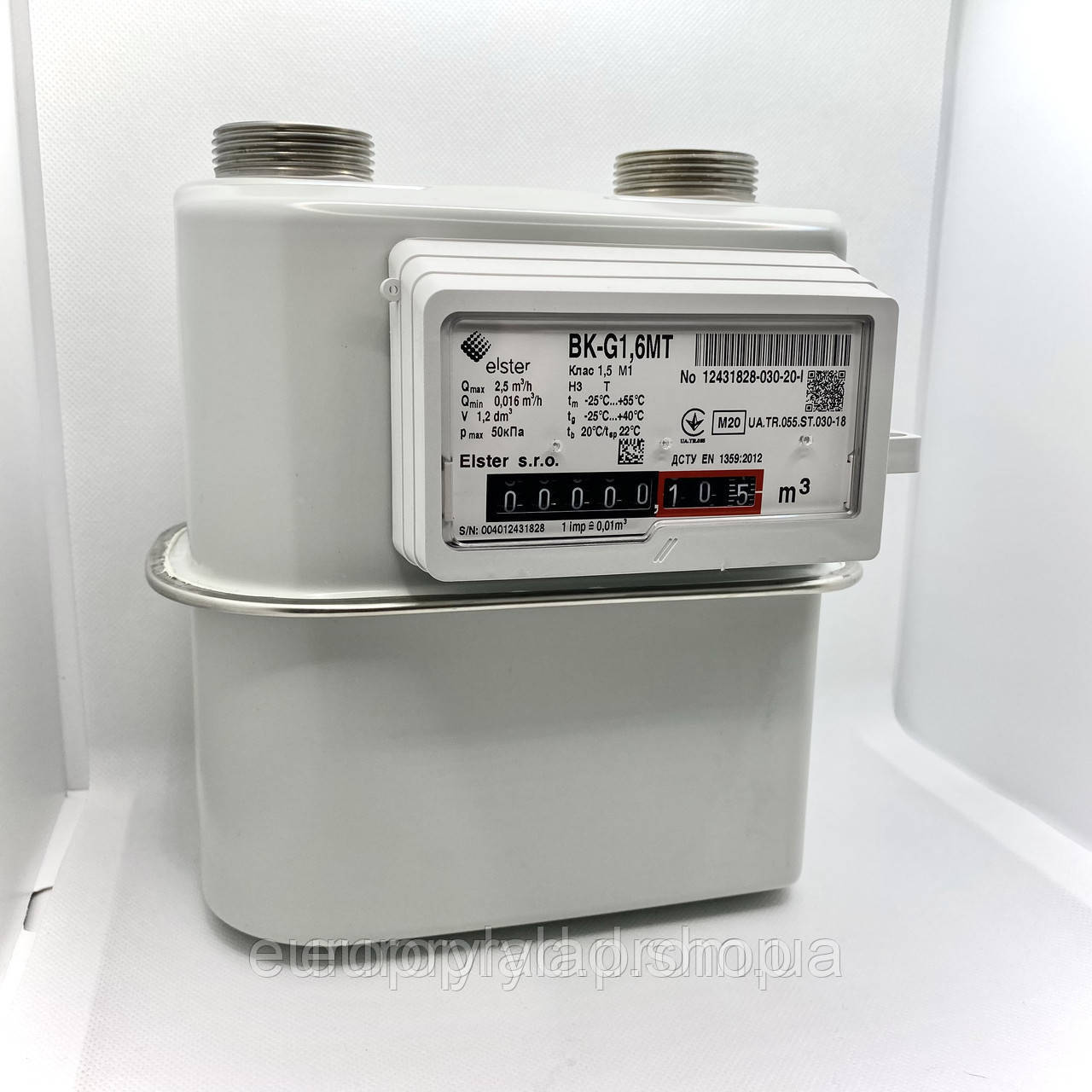 Лічильник газу мембранний Elster BK G1,6МТ з термокомпенсатором без КМЧ 3/4' (Ду 20мм), фото 1