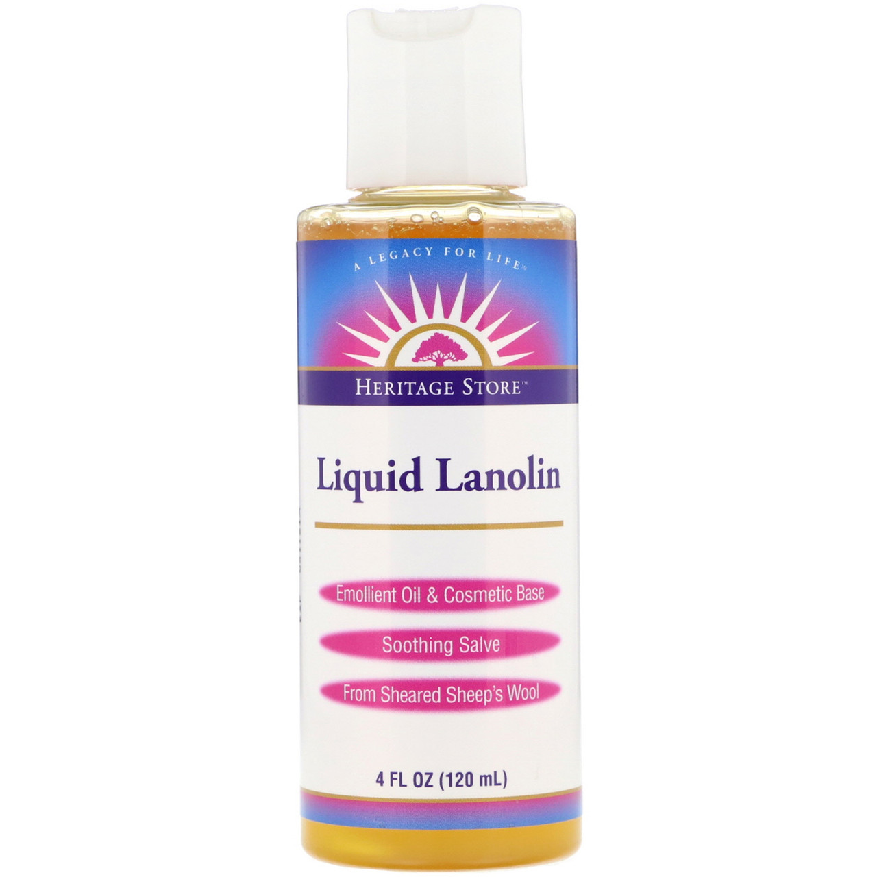 Heritage Store, Liquid Lanolin, Fragrance Free, 4 fl oz (120 ml) BX859