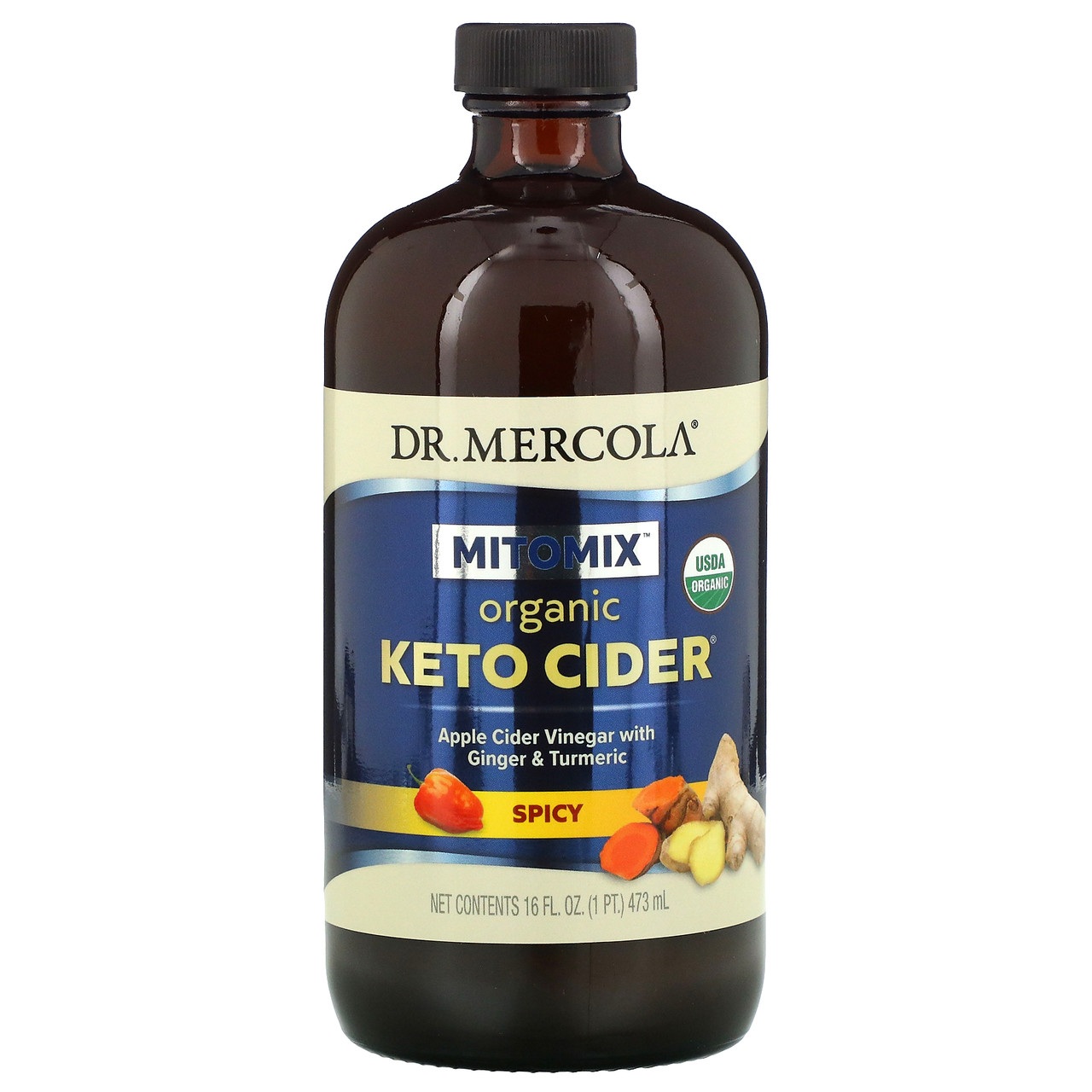 Dr. Mercola, Органічний яблучний оцет, пряний, 16 унцій (473 мл) BX680