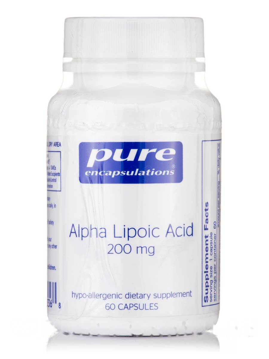 Альфа-ліпоєва кислота 200 мг, Alpha Lipoic Acid, Pure Encapsulations, 60 капсул BX142