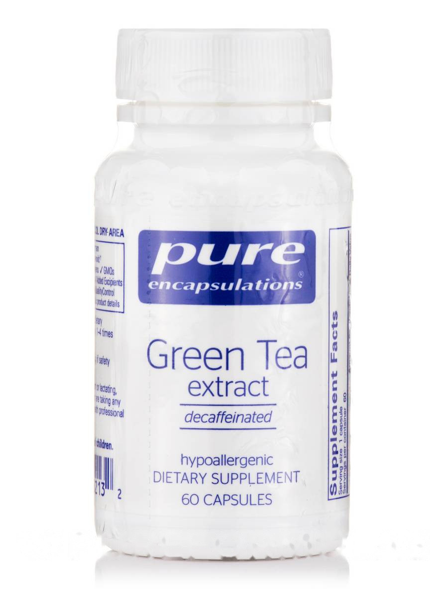 Екстракт зеленого чаю (без кофеїну), Green Tea Extract (decaffeinated), Pure Encapsulations, 60 капсул BX147