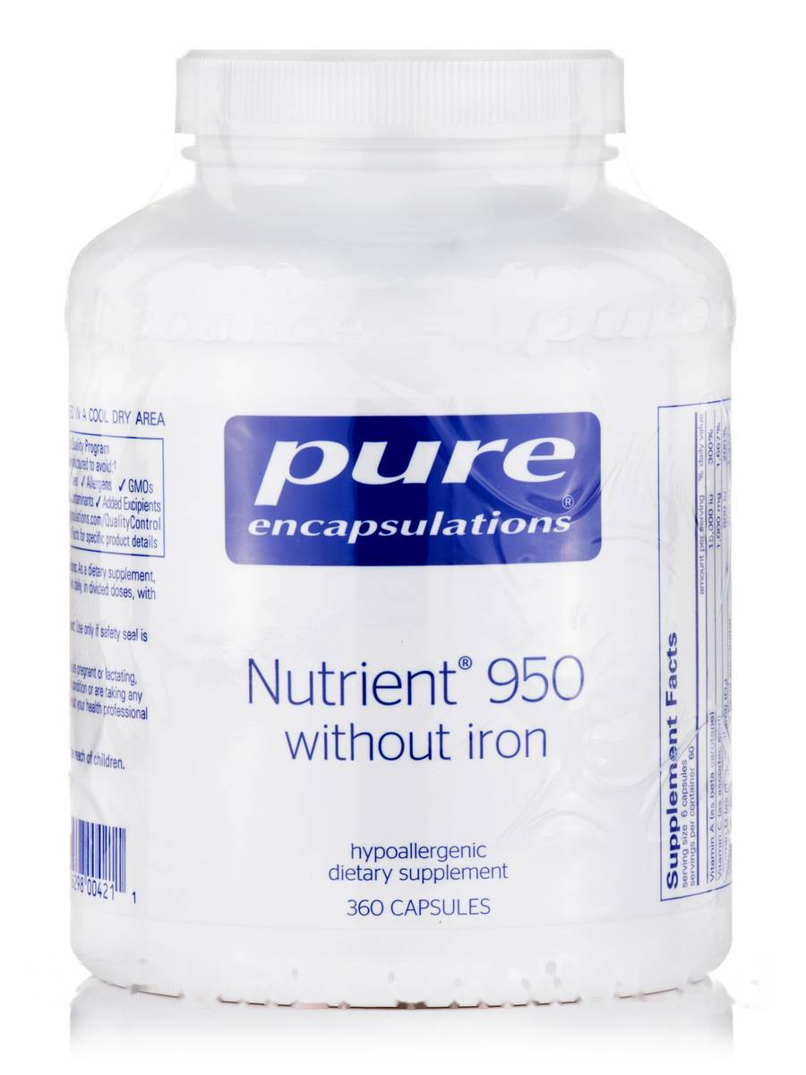 Поживний розчин 950 без заліза, Nutrient 950 w/o Iron, Pure Encapsulations, 360 капсул BX944, фото 1