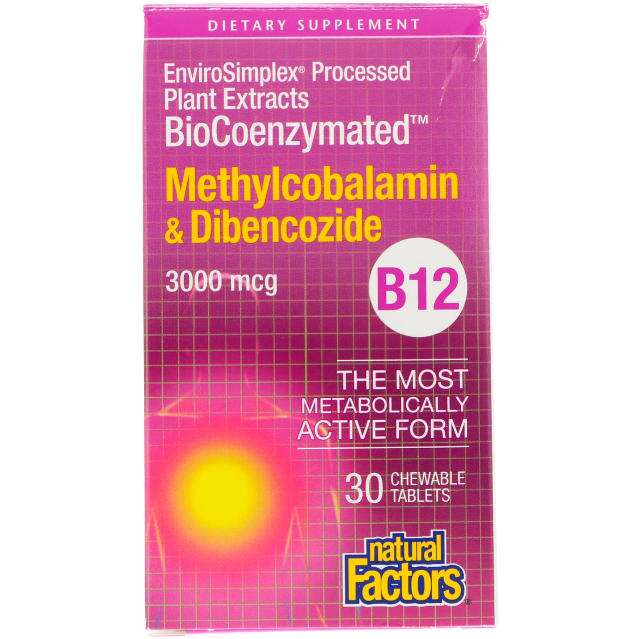Natural Factors, BioCoenzymated, Methylcobalamin & Dibencozide, 3,000 mcg, 30 Chewable Tablets BX076