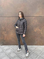 Молодежная женская черная куртка пуховик натуральный пух